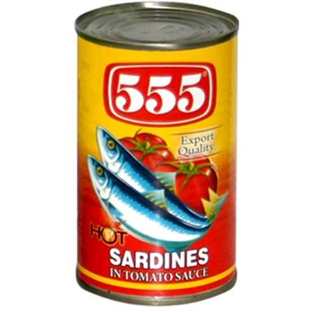 555 Sardines in Tomato Sauce Hot 155g