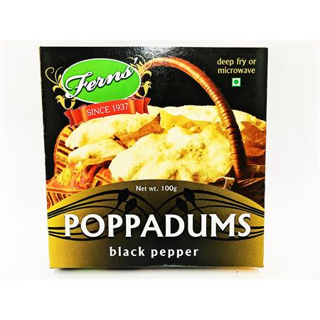 Ferns' Poppadums Black Pepper 100g