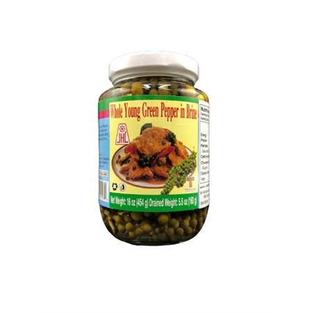 Jack Hua Whole Young Green Pepper in Brine 454g