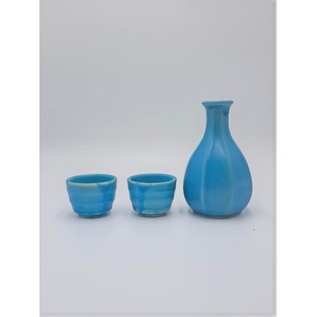 Mentori Teal Sake Pot & 2 Cup Set