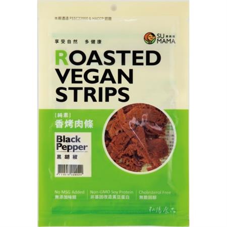 Su Mama Roasted Vegan Jerky Strips Black Pepper 100g